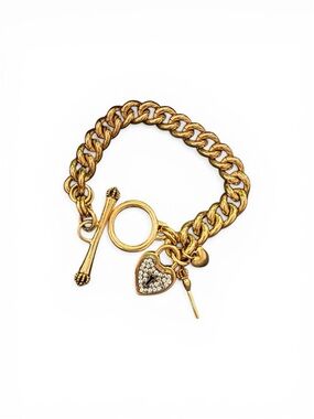 Juicy Couture Gold Heart Charm Toggle Chain Bracelet